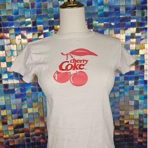 Cherry Coke White‎ Cotton Short Sleeve Embroidered Top